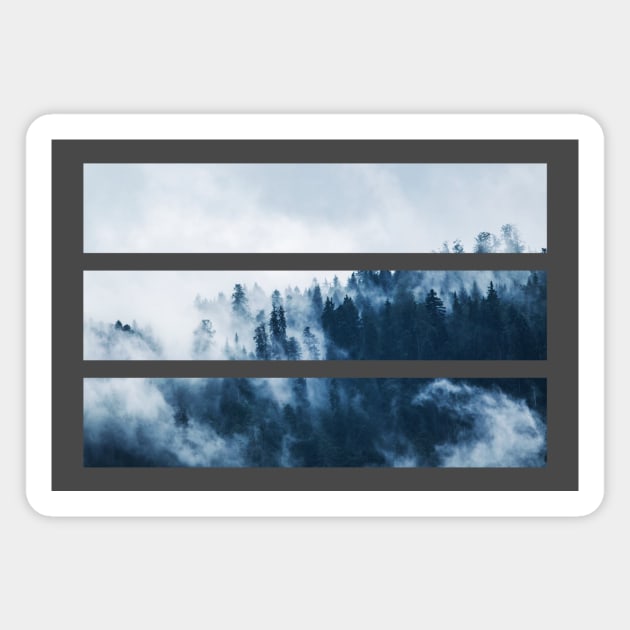 Rectangle Misty Forest Landscape Cut Out Magnet by shellysom91